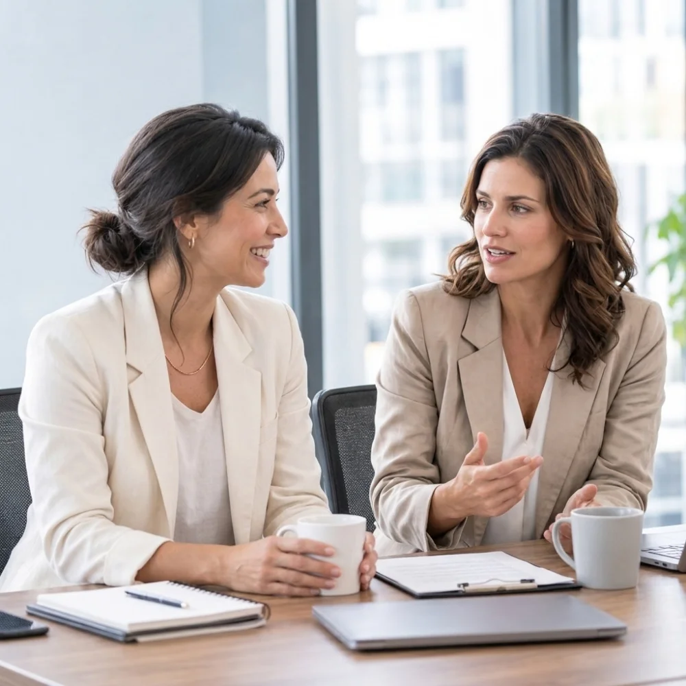 Confidence back — leaning in close during a conversation without a second thought